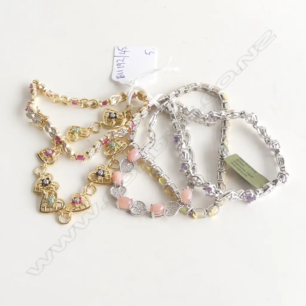 5 SILVER / SILVER GILT GEMSTONE BRACELETS Image 1++