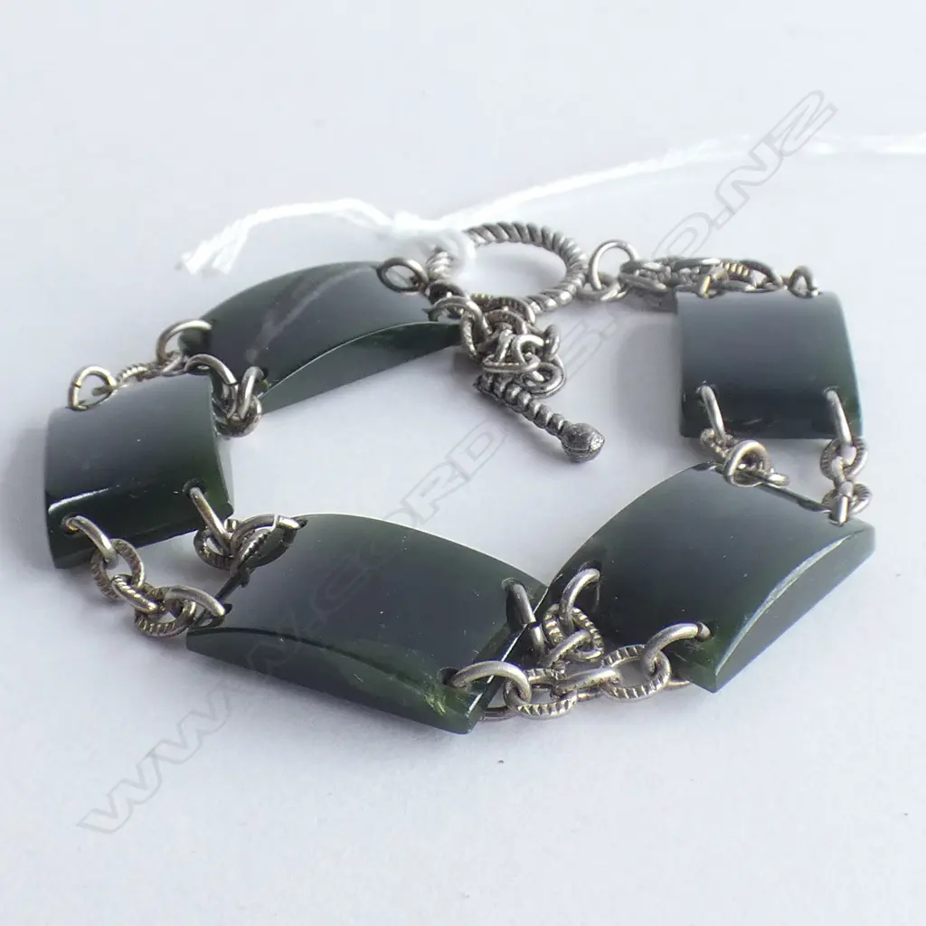 S/PLATE & POUNAMU PANELLED BRACELET Image 1++