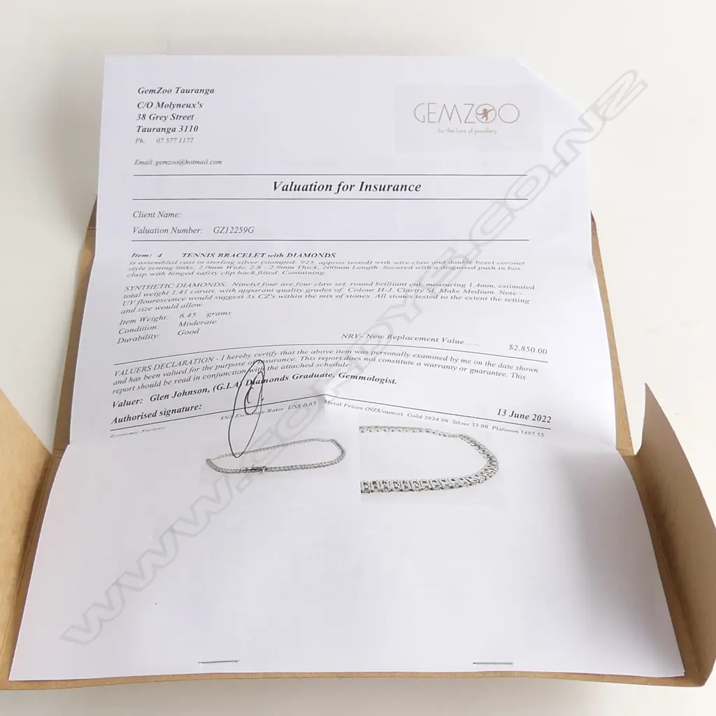TENNIS BRACELET, 925 SILVER & 94 SYNTHETIC DIAMONDS 6.45 GMS -  WITH VALUATION Image 1++