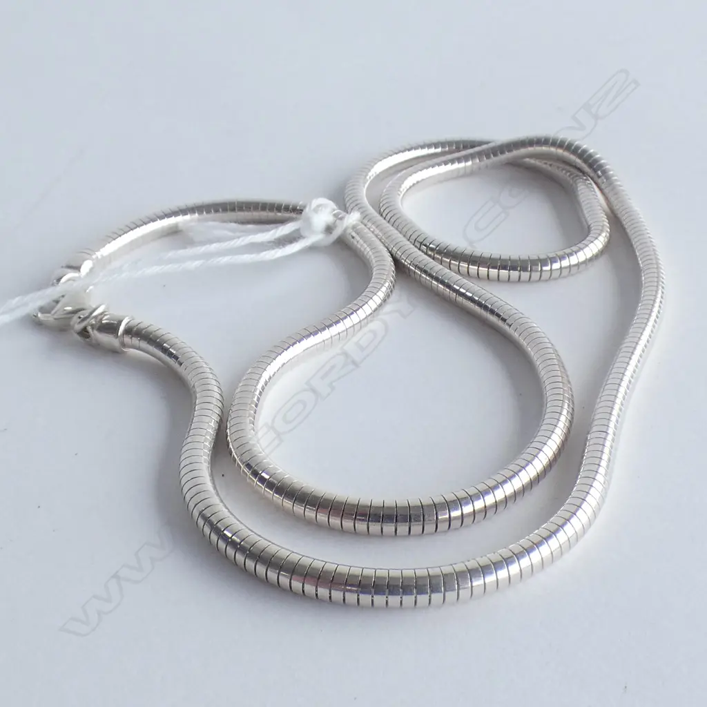 SILVER SNAKE LINK NECK CHAIN L.460mm Image 1++