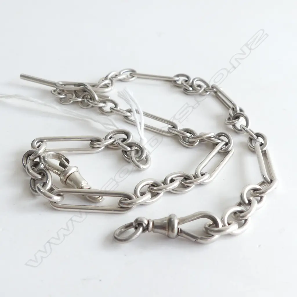 OLD SILVER FOB CHAIN RAIL LINKS REQUIRES CLIPS TO BE FITTED  Image 1++