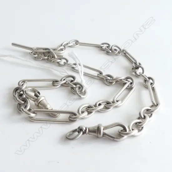 OLD SILVER FOB CHAIN RAIL LINKS REQUIRES CLIPS TO BE FITTED 