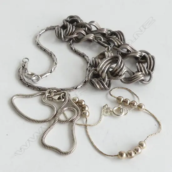 4 ASST  925 SILVER BRACELETS 35GMS