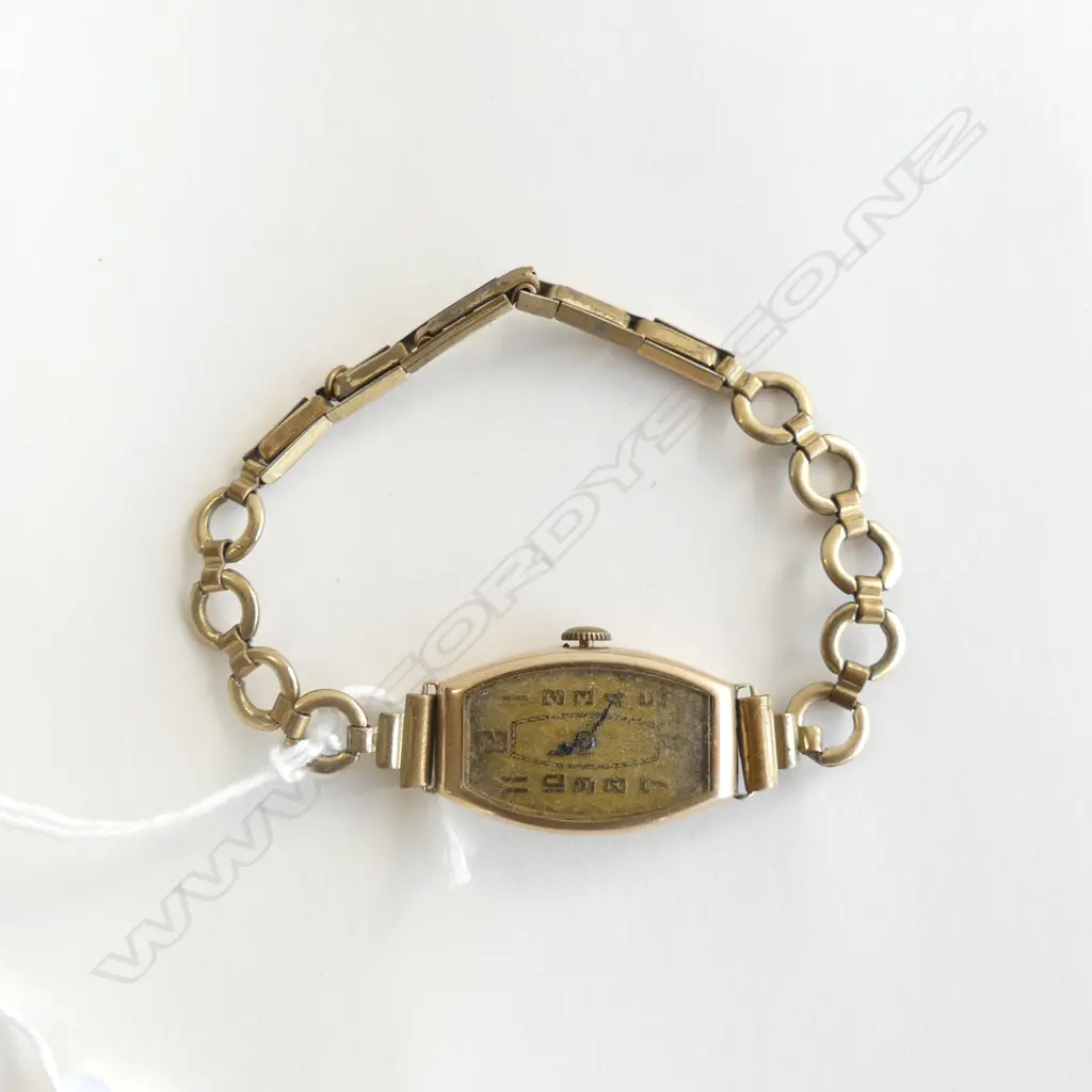 9CT GOLD C1920'S ART DECO LADIES WRISTWATCH rolled gold strap Image 1++
