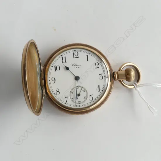 WALTHAM GOLD PLATE HUNTER POCKET WATCH RUNNING