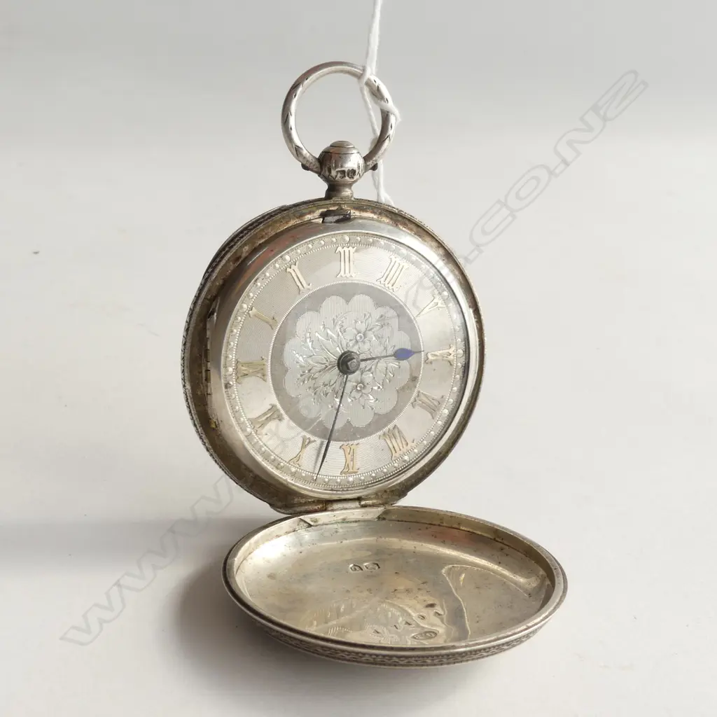 19thC SILVER ENGRAVED FOB WATCH FUSSEE MOVEMENT 'A.G. BARTLETT AUCKLAND Image 1++