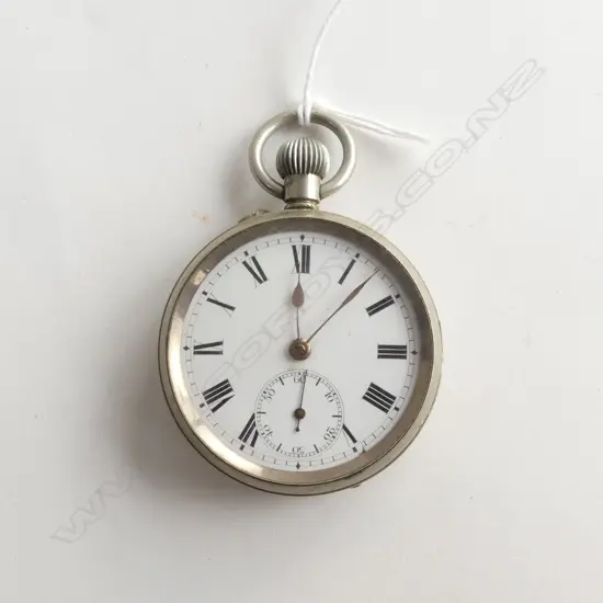 SILVER OPEN FACE FOB WATCH