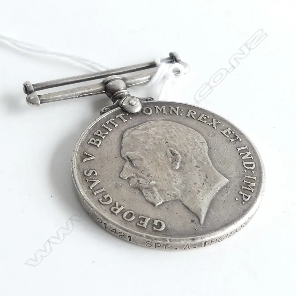 WWI BRITISH WAR MEDAL TO 21421 SPR. A. THOMAS NZEF Image 1++