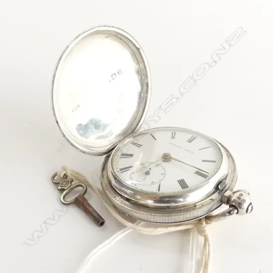 FUSSEE c1880 'JOHN BUROW AUCKLAND' SILVER HUNTER POCKET WATCH RUNNING