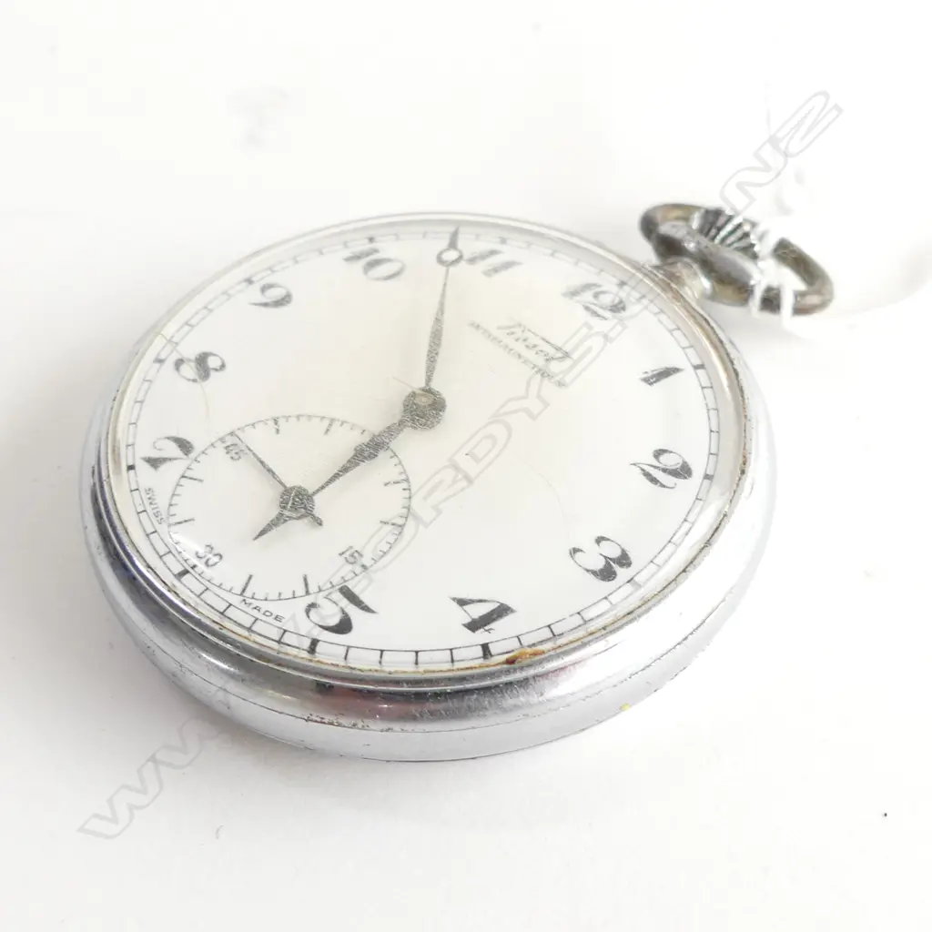 NICKLE CASED TISSOT OPEN FACE POCKET WATCH RUNNING Image 1++