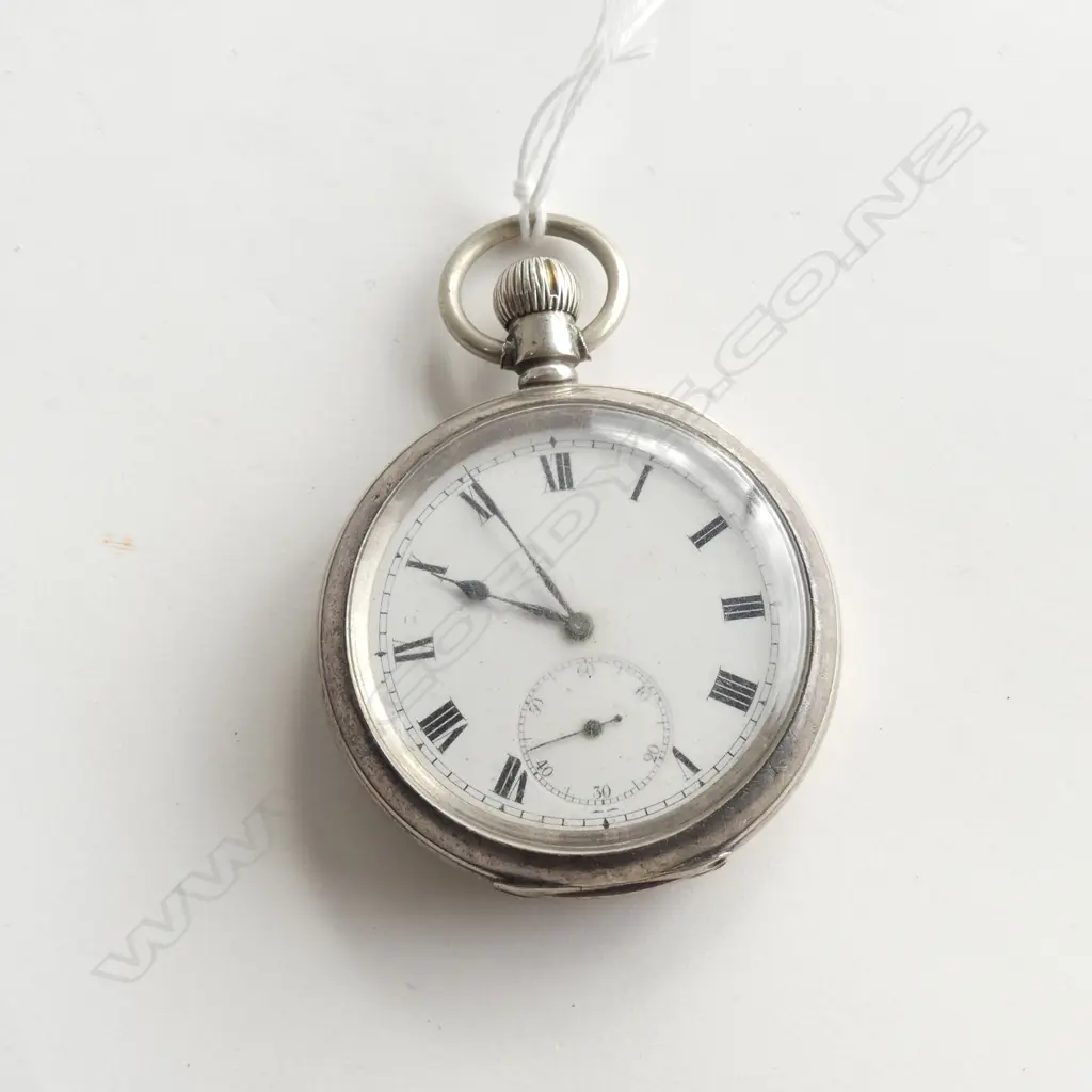 SILVER PLATE OPEN FACE FOB WATCH Image 1++