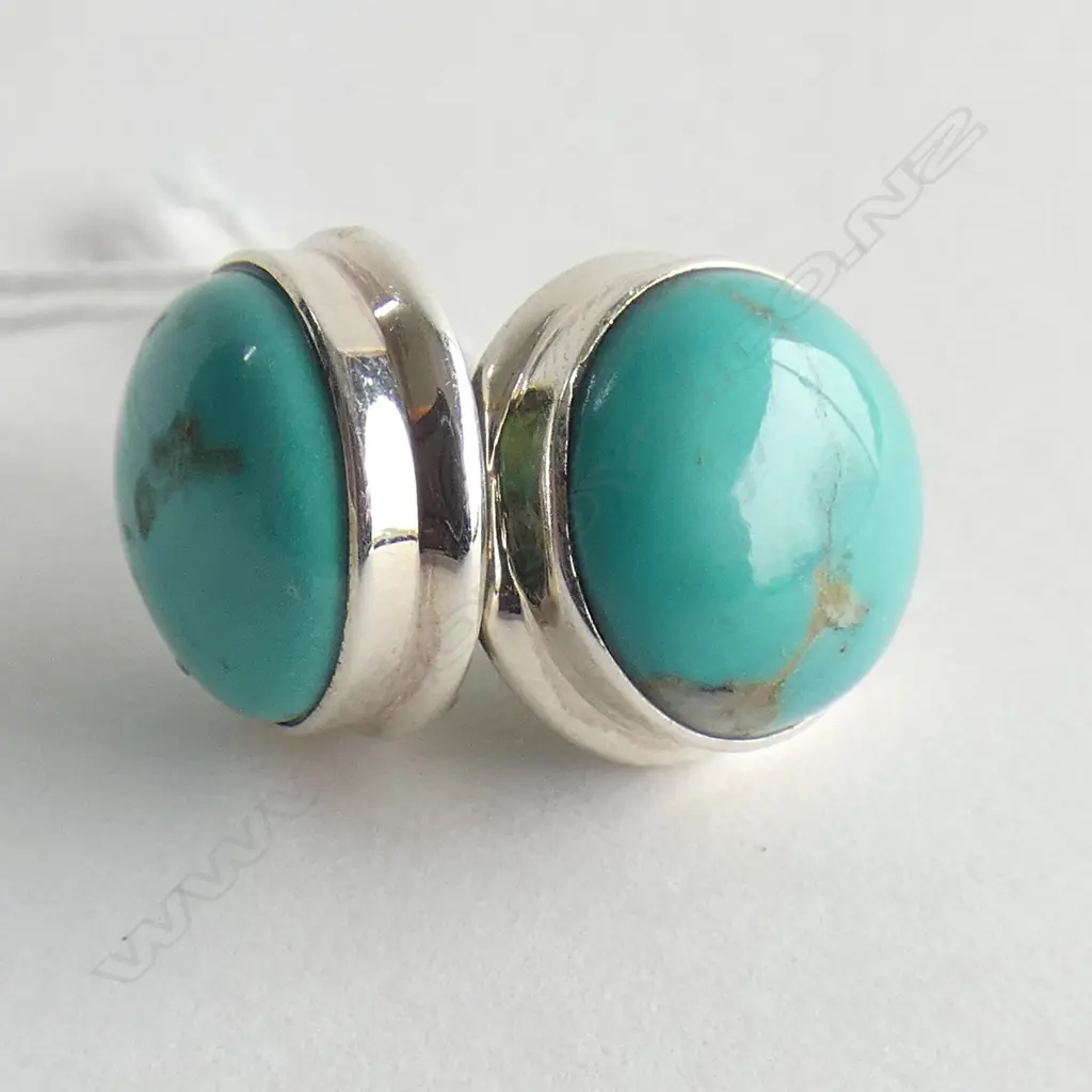 PR TURQUOISE &  925 SILVER STUD EARRINGS Image 1++