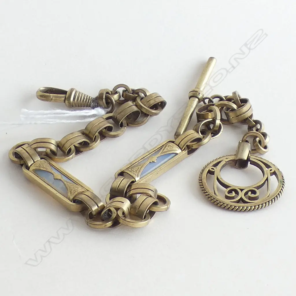 (20448) ANTIQUE GOLD PLATE FANCY FOB CHAIN Image 1++