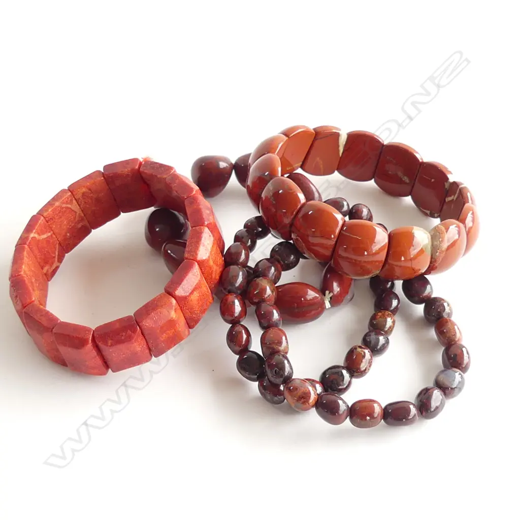 5 ASST STONE BEAD BRACELETS Image 1++