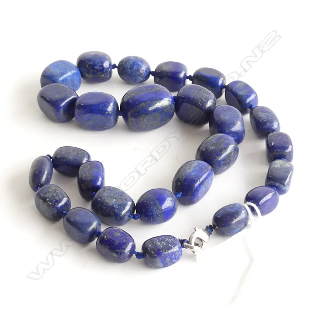 LAPIS LAZULAI LGE GRADUATED BEAD NECKLACE L.480mm Image 1++