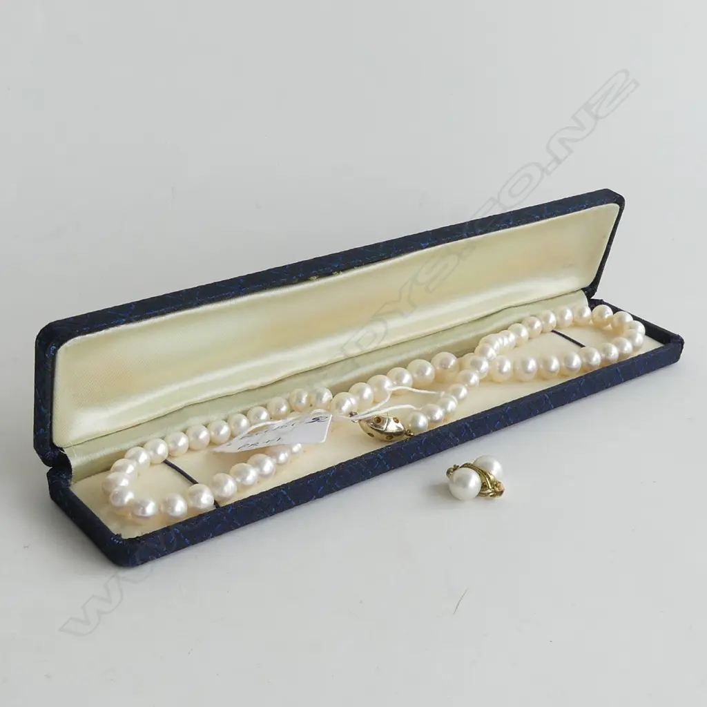 PEARL NECKLACE WITH MAGNETIC CLASP  & CLIP EARRINGS Image 1++