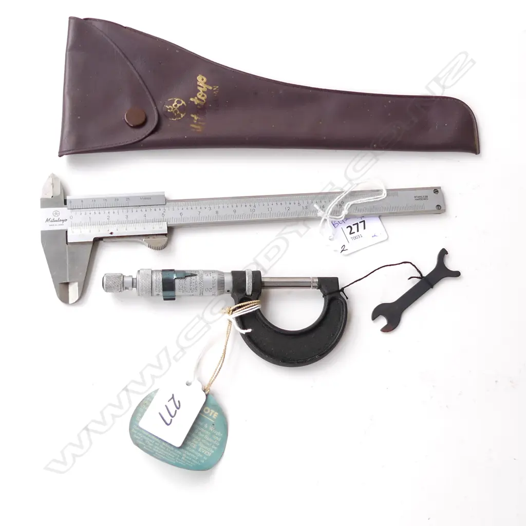 MOORE & WRIGHT MICROMETER + MITUTOYO VERNIER CALIPER w. CASE Image 1++