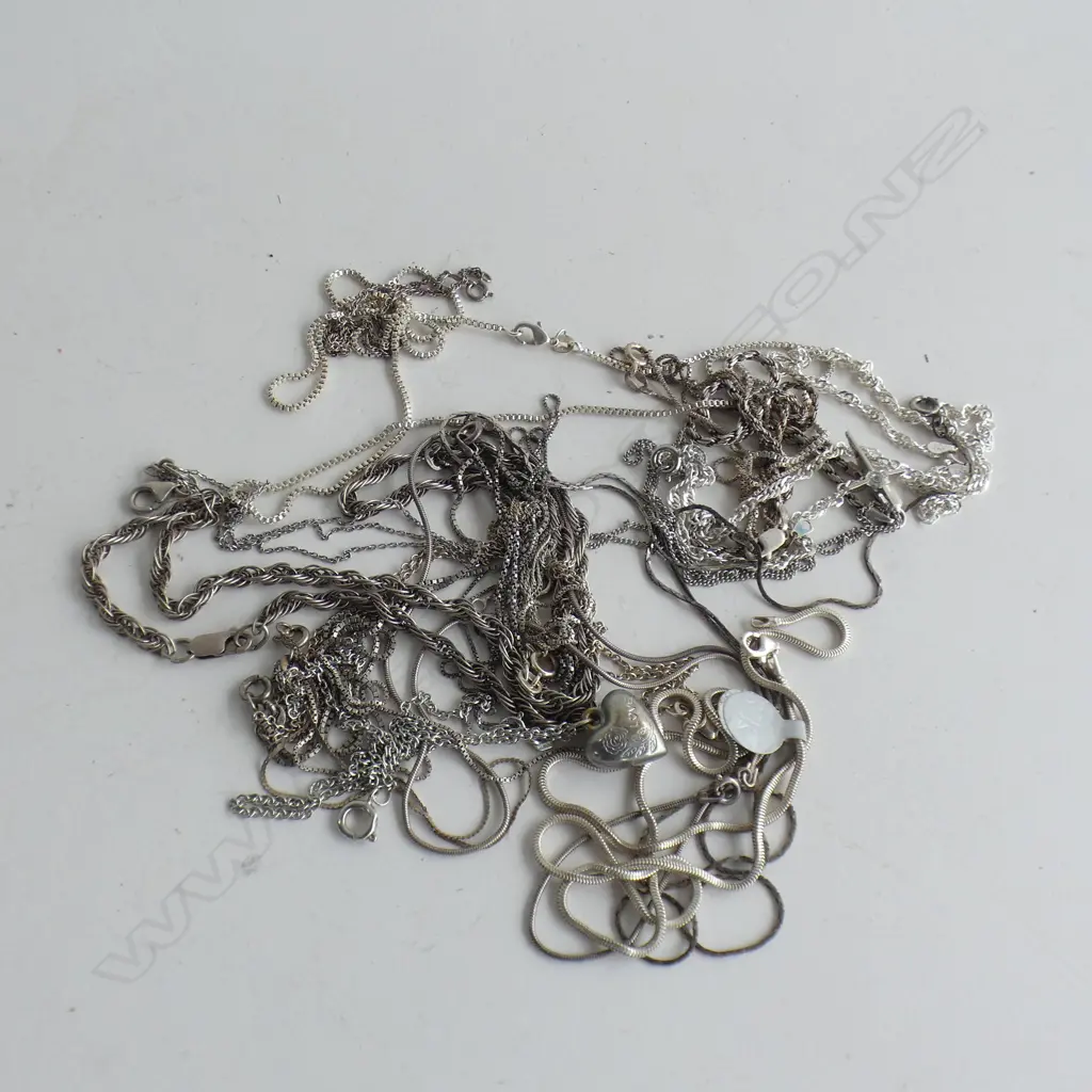 16 ASST. FINE SILVER CHAINS 50 GRAMS APPROX Image 1++