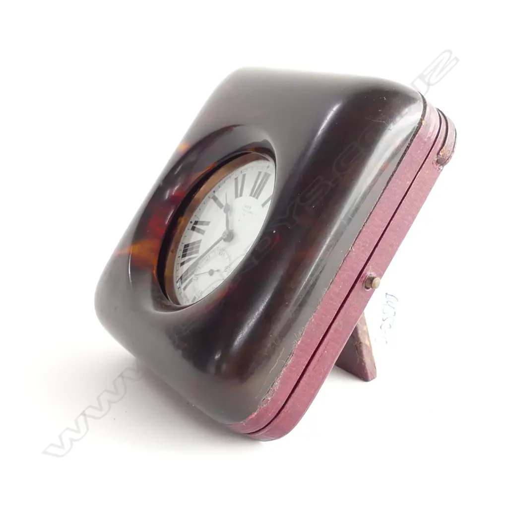 EARLY 20THC SWISS LGE POCKET WATCH OPEN FACE IN TRAVEL CASE LEATHER Image 1++