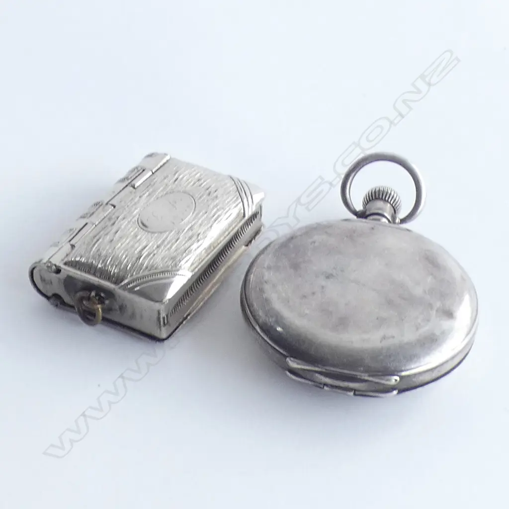 SILVER SWISS HUNTER POCKET WATCH + S/PLATE VESTA/SOVEREIGN CASE Image 1++