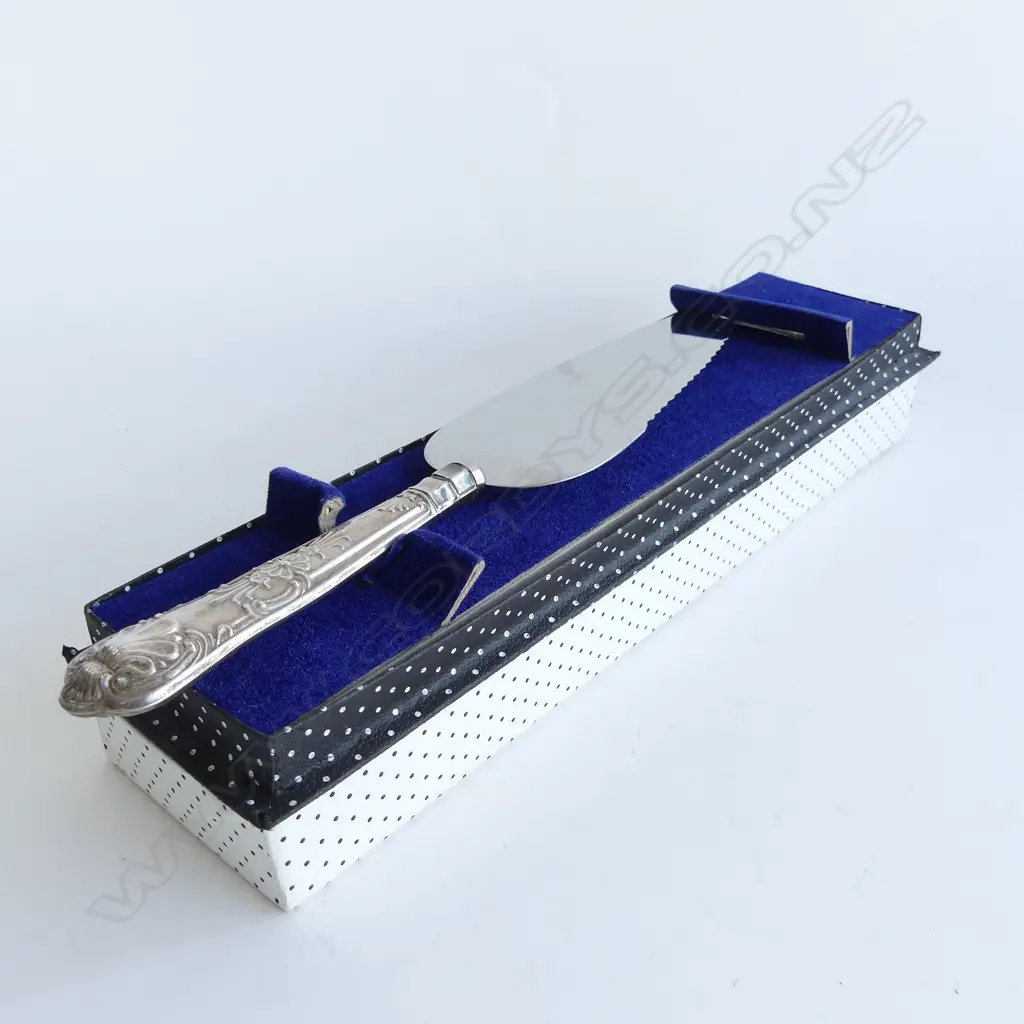 CAKE SPLICE WITH SILVER HANDLE HALLMARKED SHEFFIELD WITH ORIGINAL BOX Image 1++