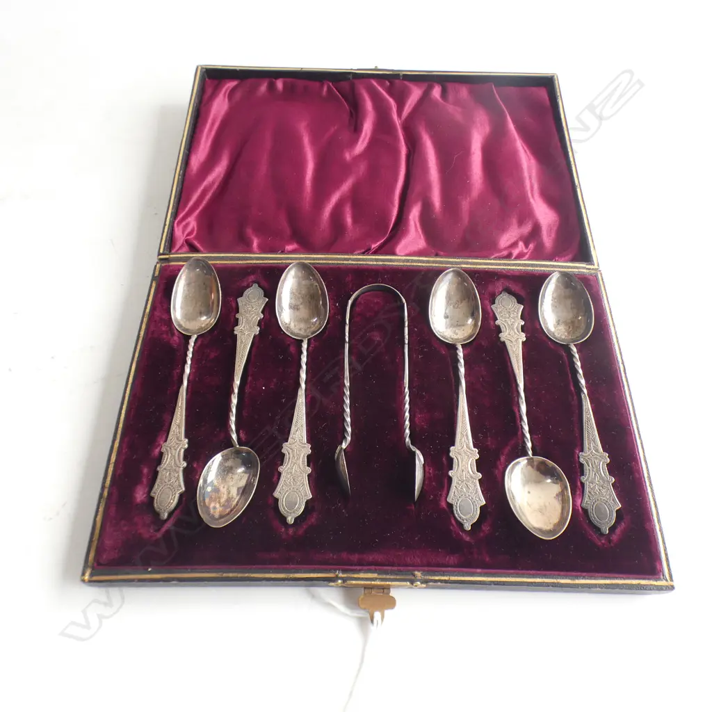 STG TEASPOONS CASED B'HAM 1896 76 GRAMS Image 1++
