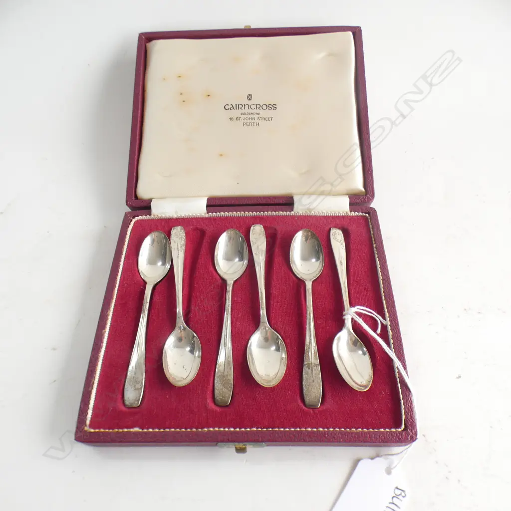 (17763) BOXED SET OF 6 SILVER COFFEE SPOONS Image 1++