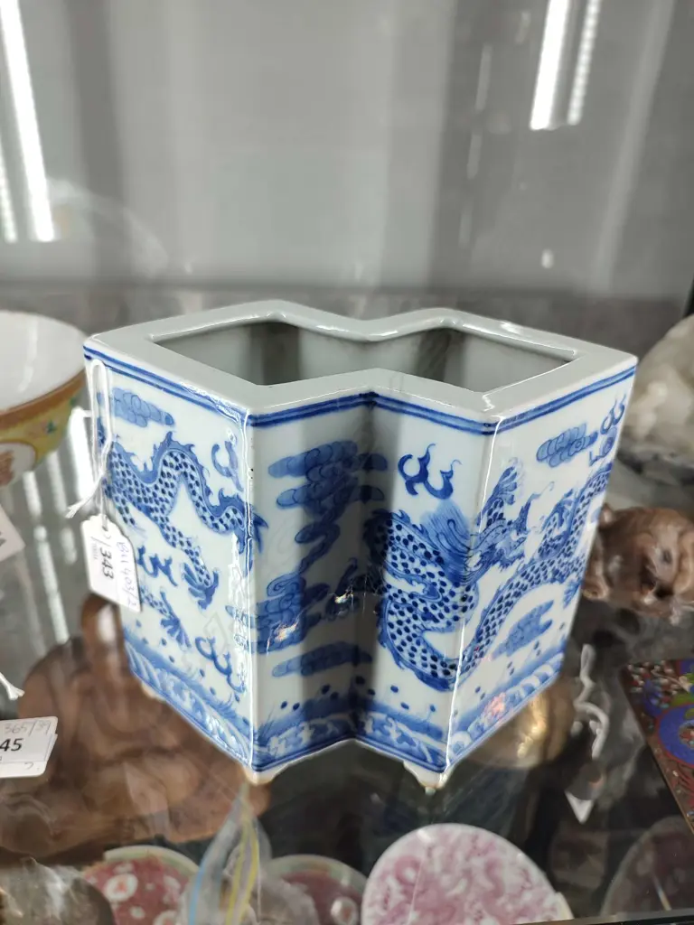 CHINESE B/W BRUSH POT w. QIANLONG MARK H.245mm Image 1++