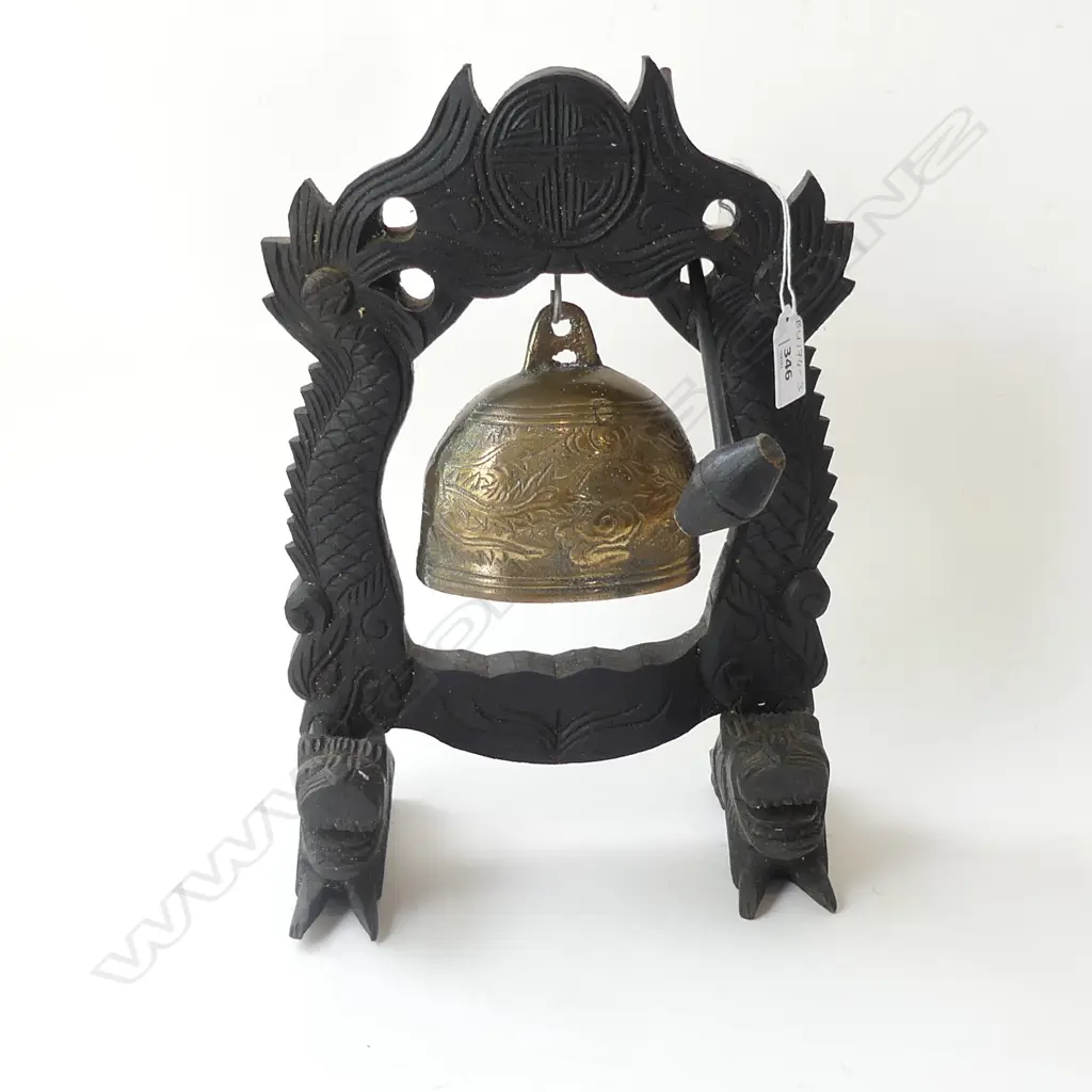 ORIENTAL GONG WITH WOODEN STAND  H. 310MM Image 1++
