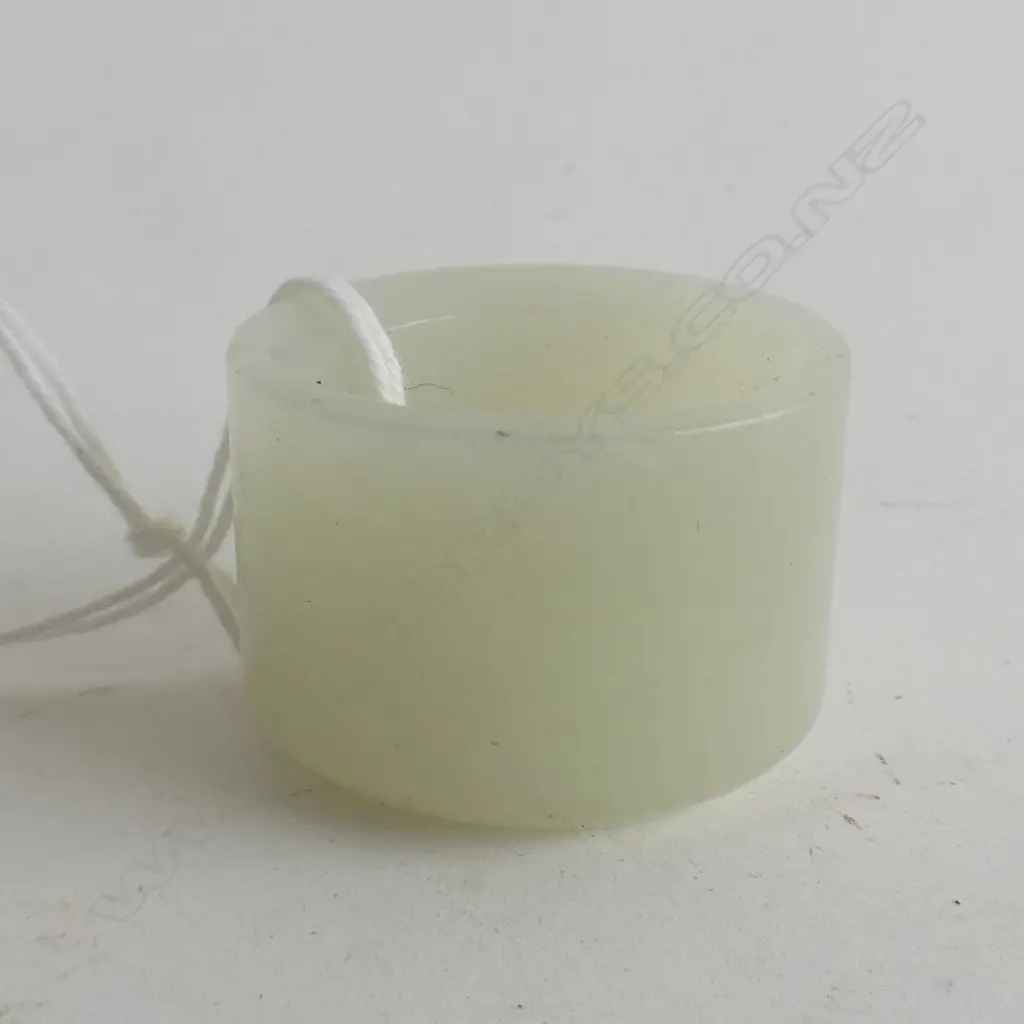 CHINESE PALE JADE ARCHER'S RING CYLINDRICAL Image 1++