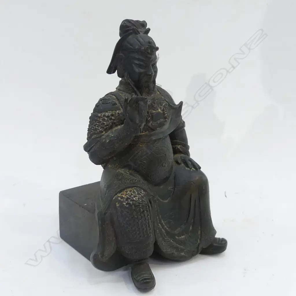BRONZE ORIENTAL FIGURE ON BRONZE BLOCK H  160MM Image 1++