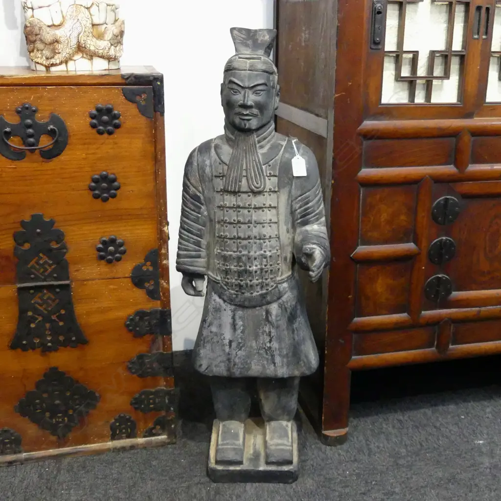 CHINESE BURIED WARRIOR POTTERY FIGURE. H.850mm Image 1++