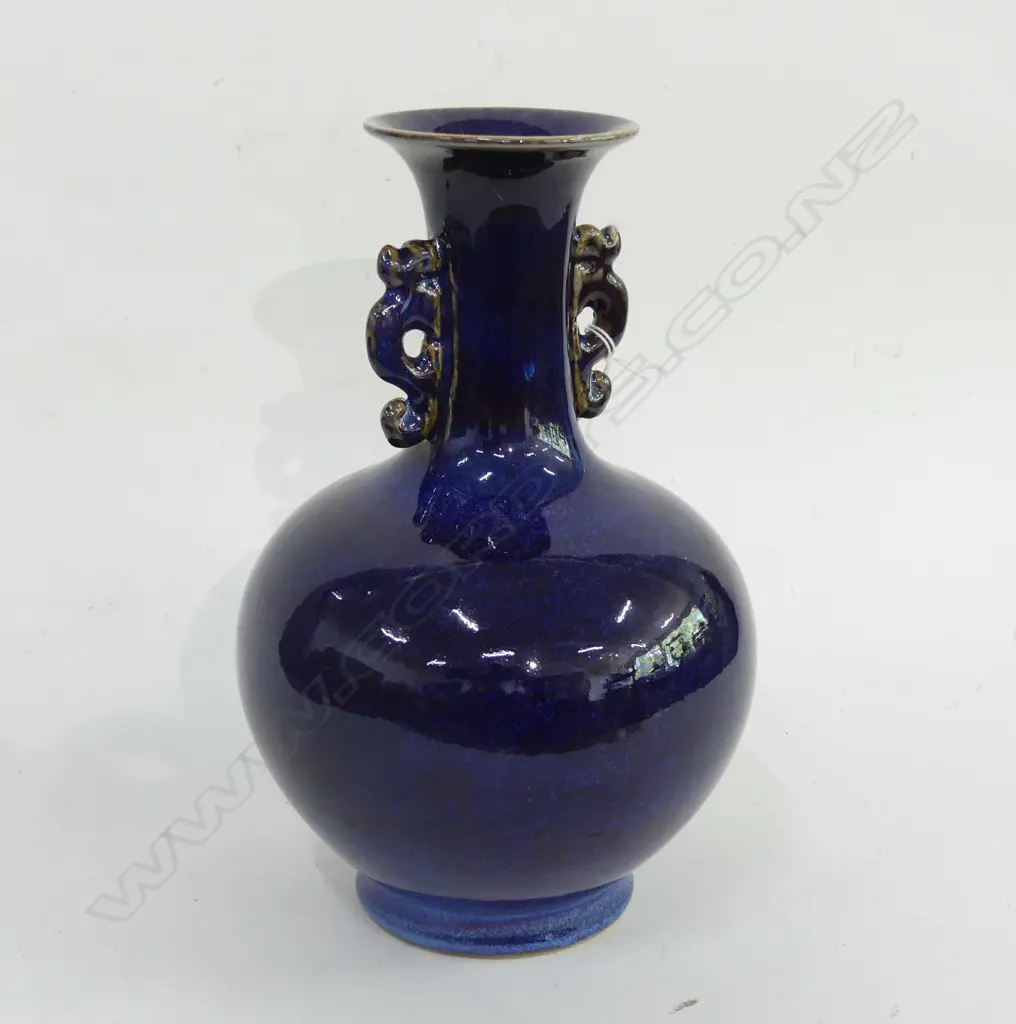 CHINESE BLUE GLAZE VASE w. QIANLONG MARK H.280mm Image 1++
