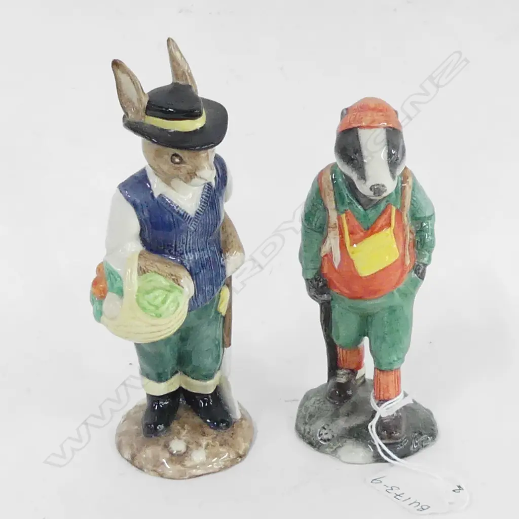TWO BESWICK FIGURINES; HIKER BADGER & GARDENER RABBIT H 155MM Image 1++
