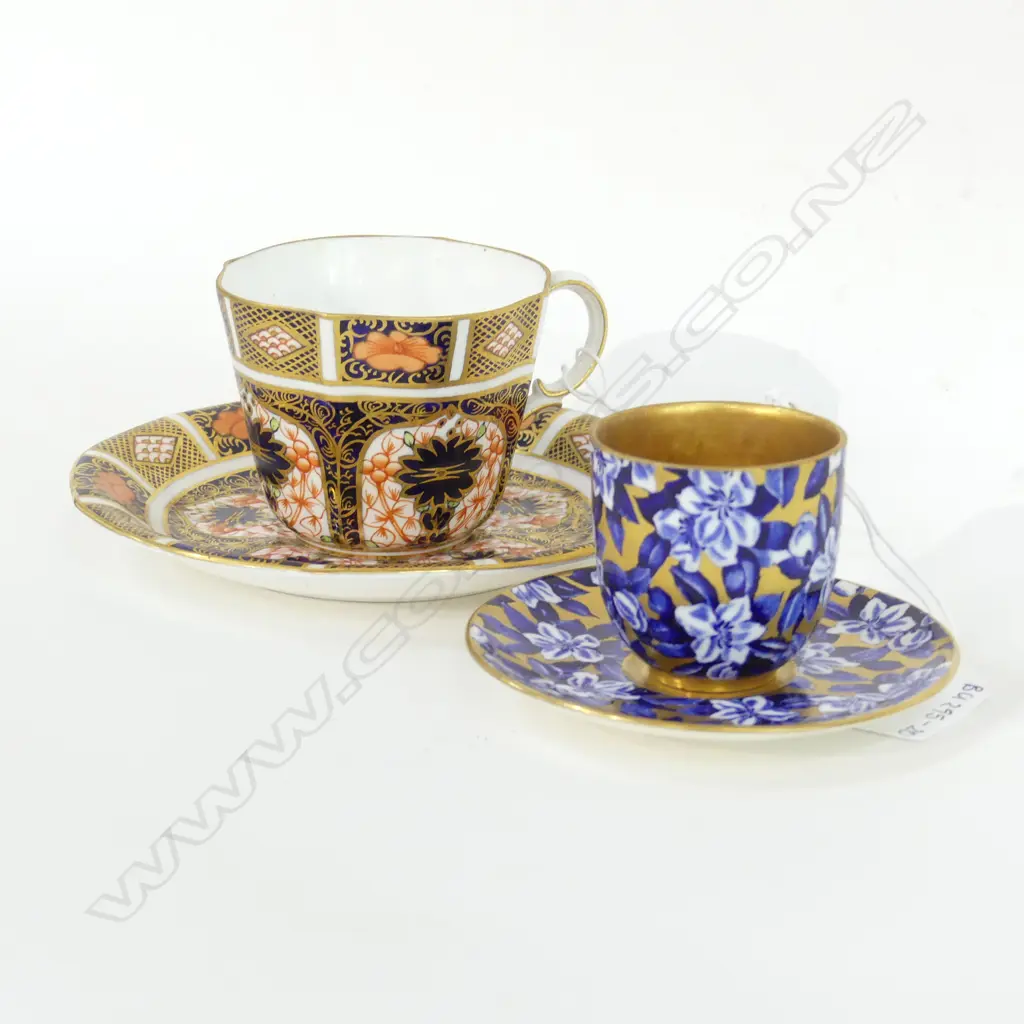 ROYAL CROWN DERBY IMARI GOLD GILD C&S + COALPORT GOLD GILD & BLUE FLORAL DEMI C&S Image 1++