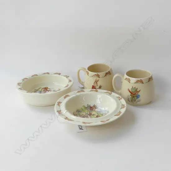 2 ROYAL DOULTON BUNNYKINS MUGS & 2 BOWLS 