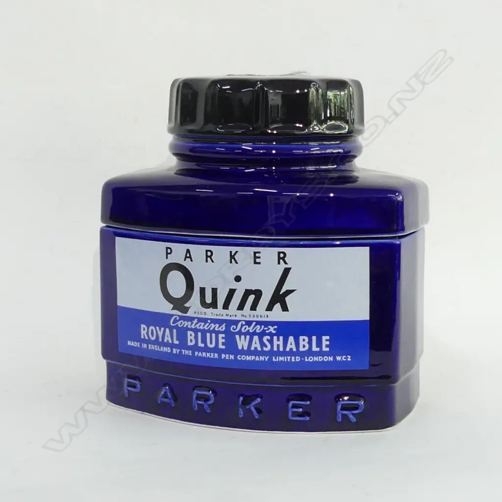 LARGE VINTAGE PARKER FOUNTAIN PEN QUINK INK CERAMIC JAR H.190mm Image 1++