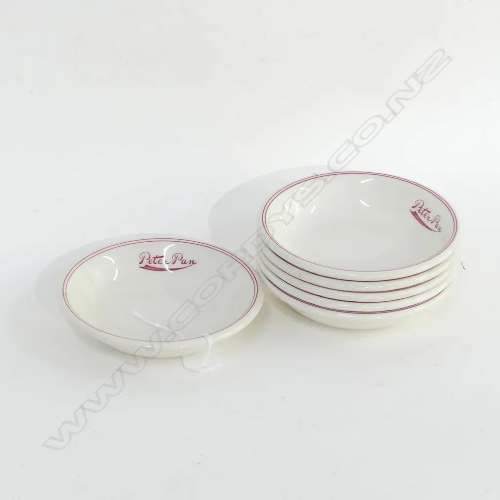 6 DURALINE DESSERT BOWLS STAMPED 'PETER PAN' FROM PETER PAN BALLROOM AUCKLAND 1952-1978 Image 1++