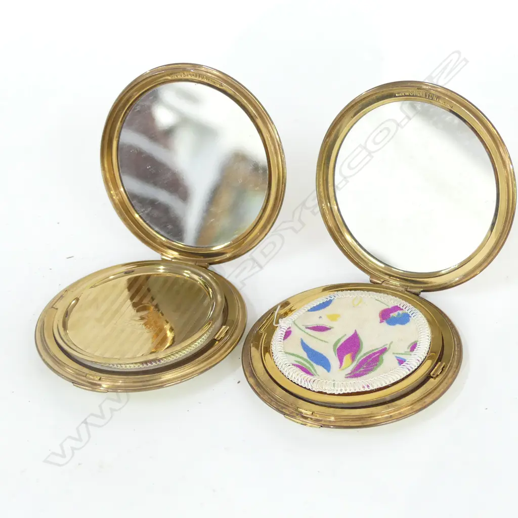 PR FLORAL ENAMEL LIDDED STRATTON COMPACTS DIA 90MM Image 1++