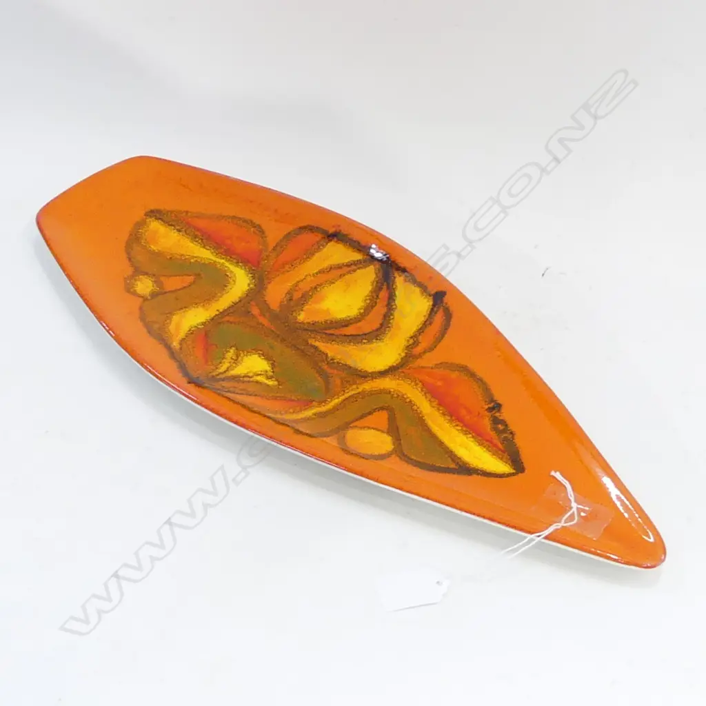 LONG POOLE DELPHIS #82 SPEAR SHAPE DISH L 445MM - SIGNED AT BASE Image 1++