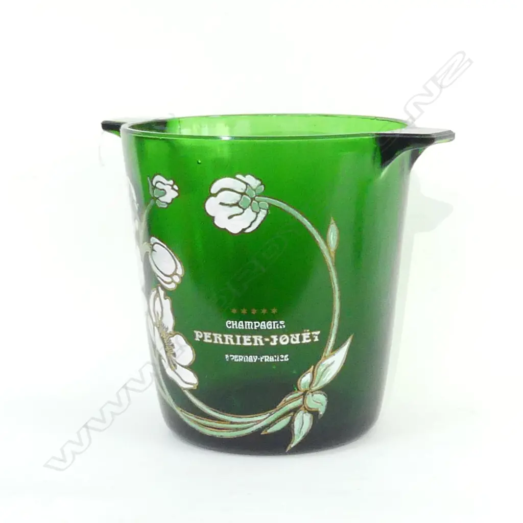 PERRIER-JOUET GREEN GLASS CHAMPAGNE BUCKET H 200 DIA 180MM Image 1++