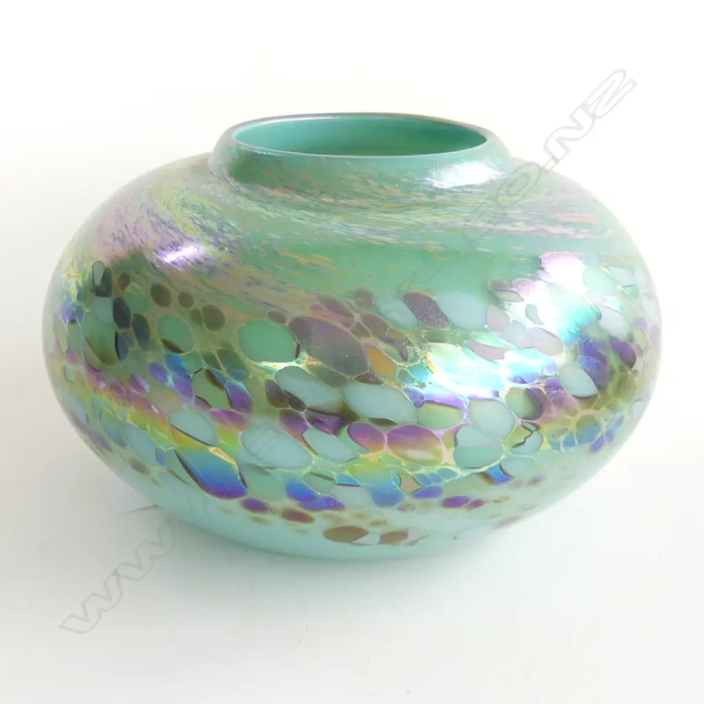 CHUCK SIMPSON ART GLASS VASE, SIGNED & DATED 1990 215mm di Image 1++