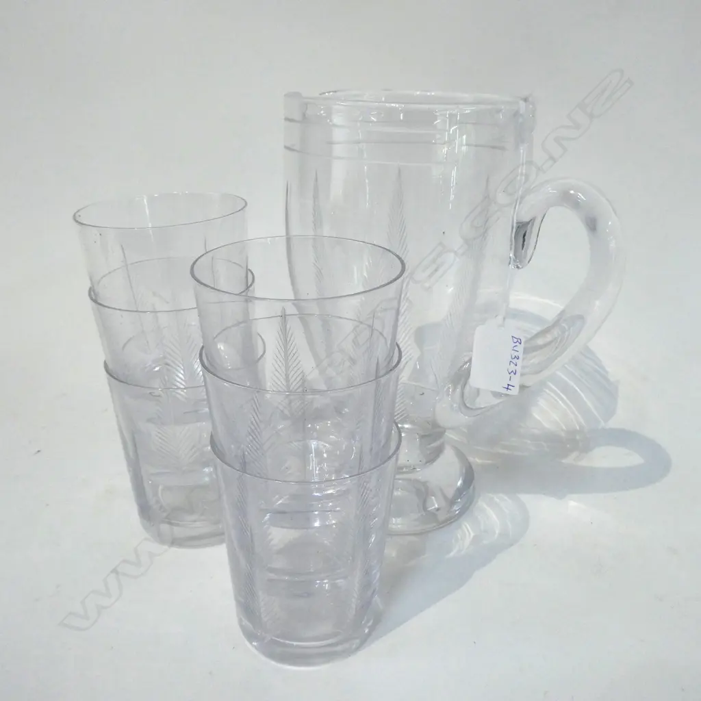 STUART CRYSTAL LG PITCHER (H 225MM) & 6 MATCHING GLASSES  Image 1++