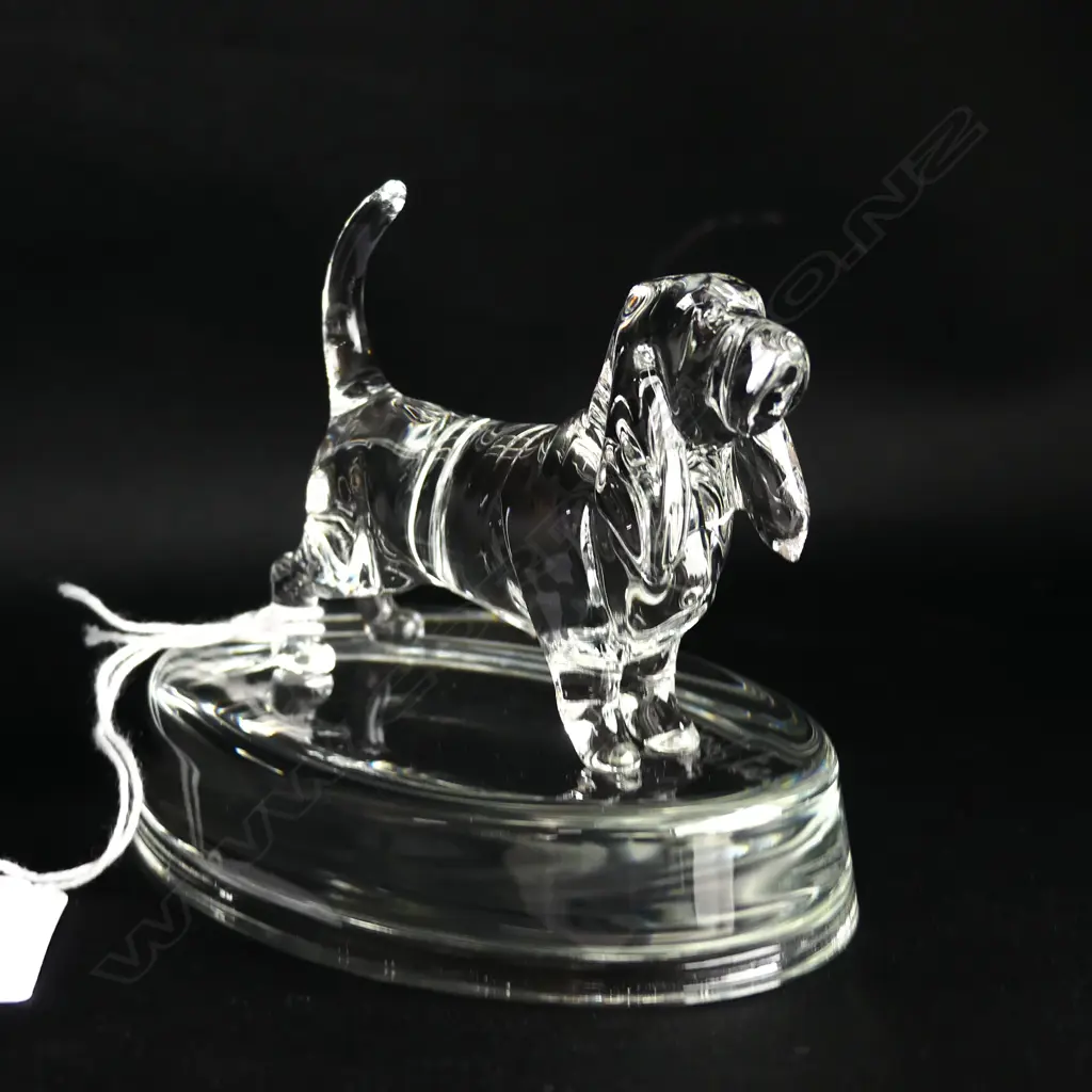 BASSET HOUND GLASS PAPERWEIGHT - SIGNED & DATED 'NEIL HARRIS 2017' Image 1++