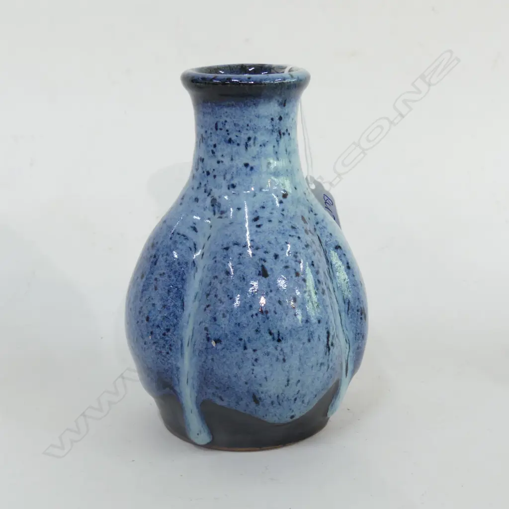 PETER STICHBURY CHUN OVER TENMOKU BALUSTER LOBED VASE H.150mm Image 1++