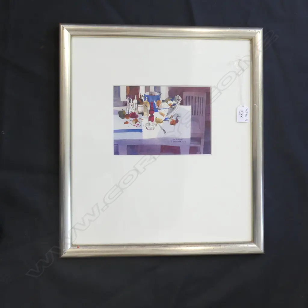 TED SHERWIN STILL LIFE 'IN SEASON'  WATER COLOUR ON BOARD - SIGNED 190 X 140MM Image 1++