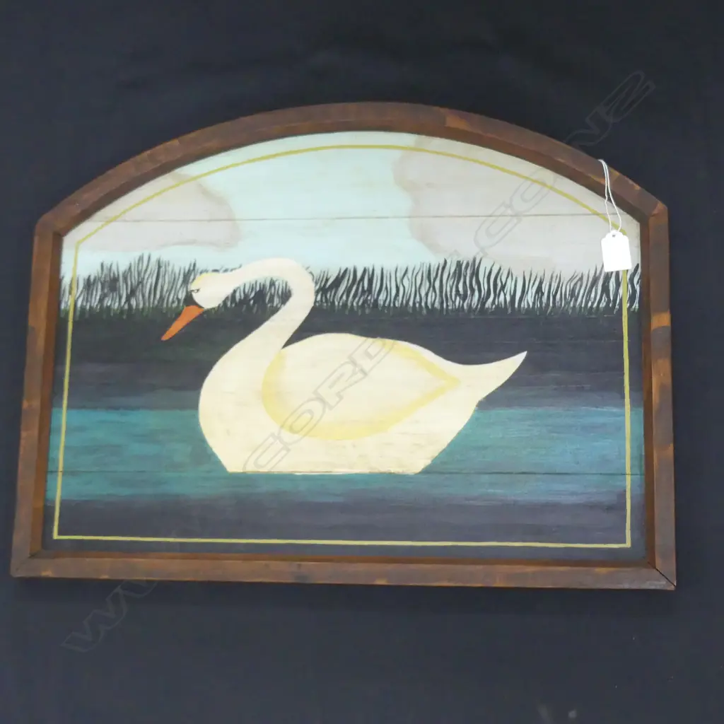 WOODEN FRAMED PANELS WITH PAINTED SWAN  580 X 440MM Image 1++