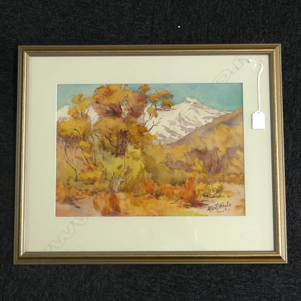 ALICE F WHYTE LANDSCAPE WATER COLOUR ON BOARD - SIGNED  365 X 260MM Image 1++