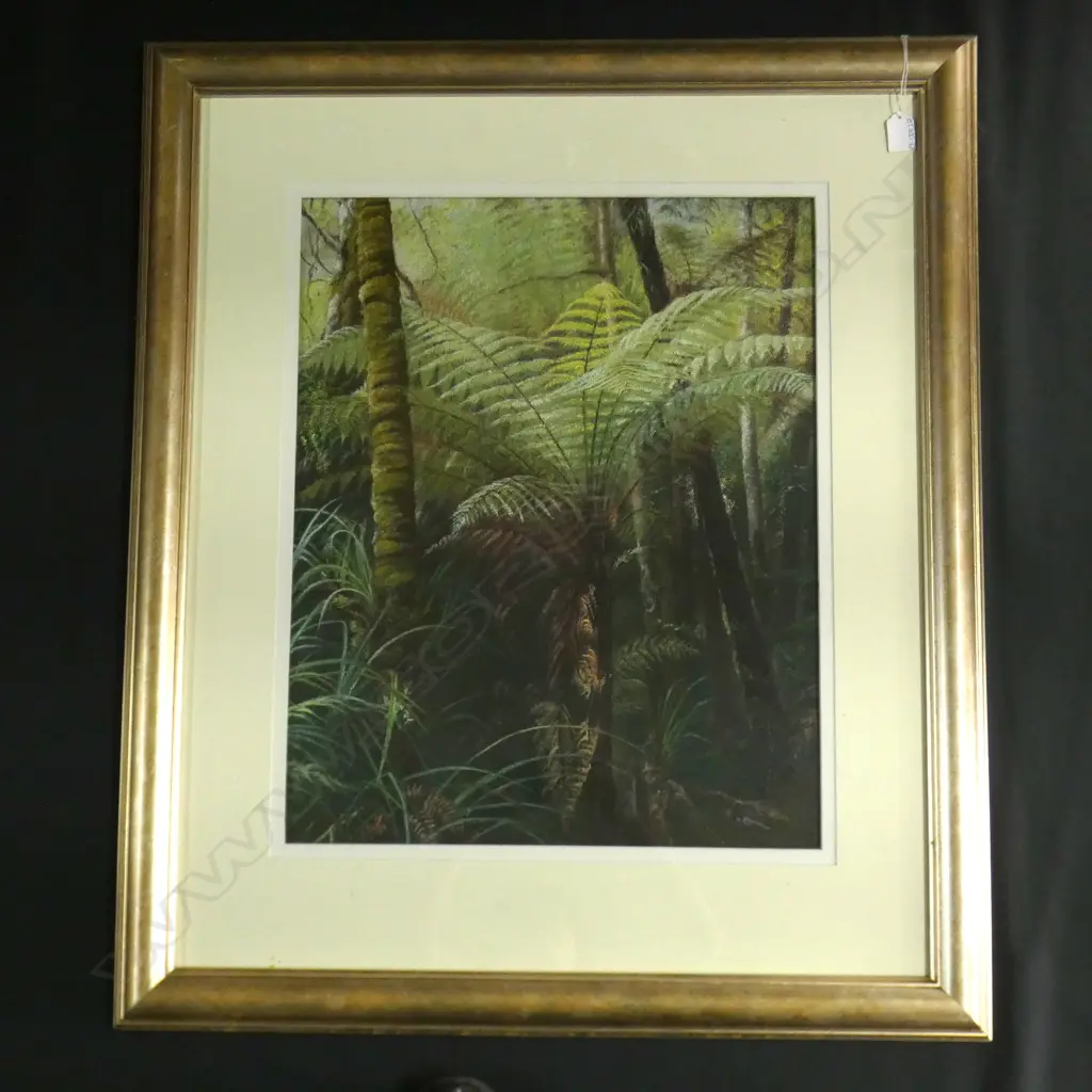 PASTEL ON BOARD 'RAIN FOREST' WEST COAST NZ BY PAT LUIDBOM 450 X 600MM Image 1++