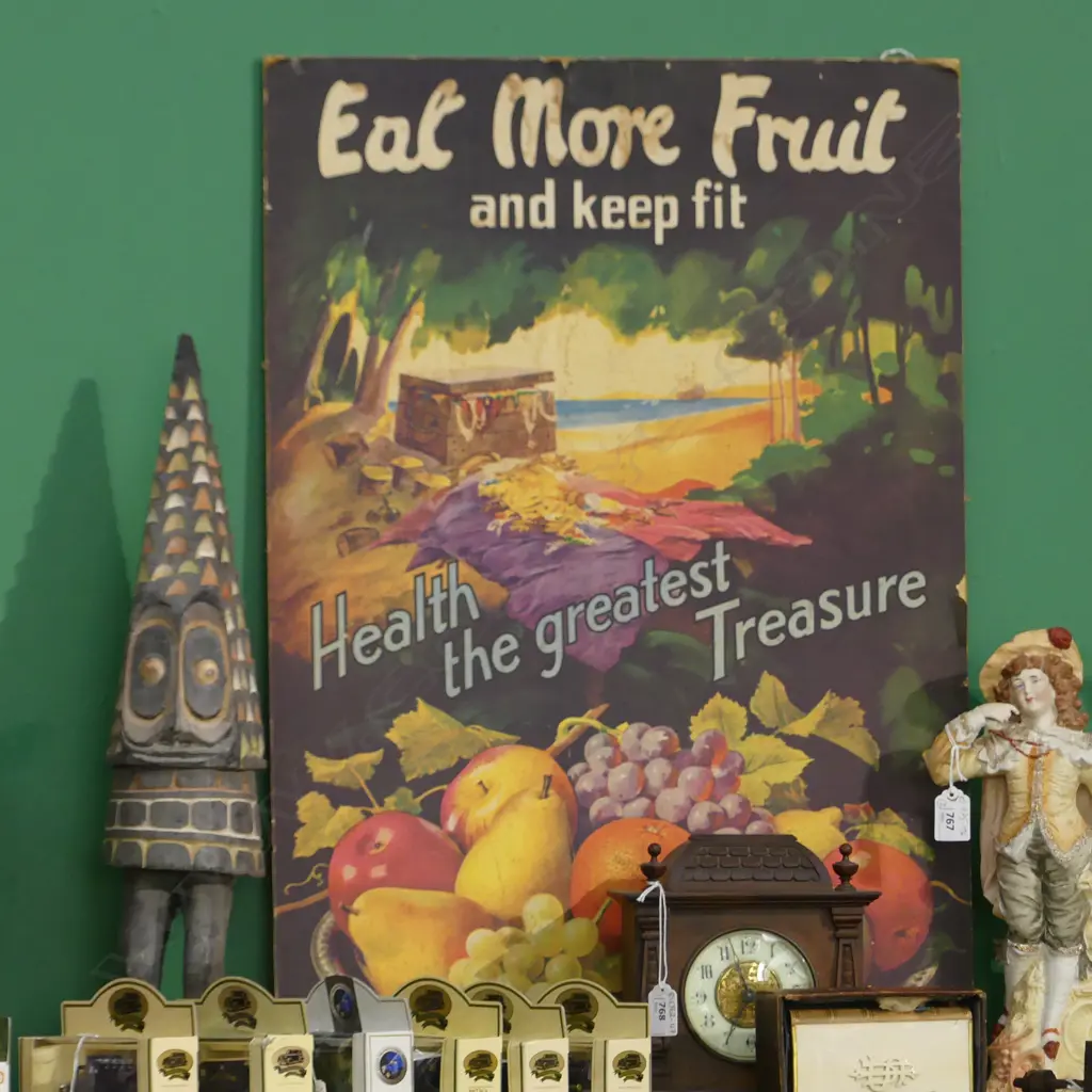 'EAT MORE FRUIT' VINTAGE POSTER, MOUNTED, 730 x 490mm Image 1++